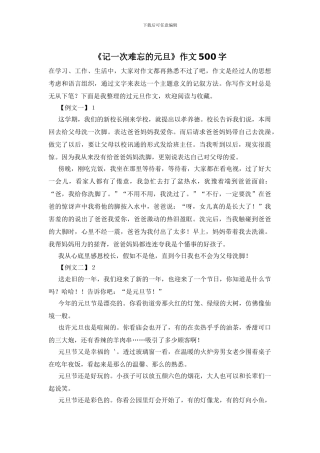 《记一次难忘的元旦》作文500字