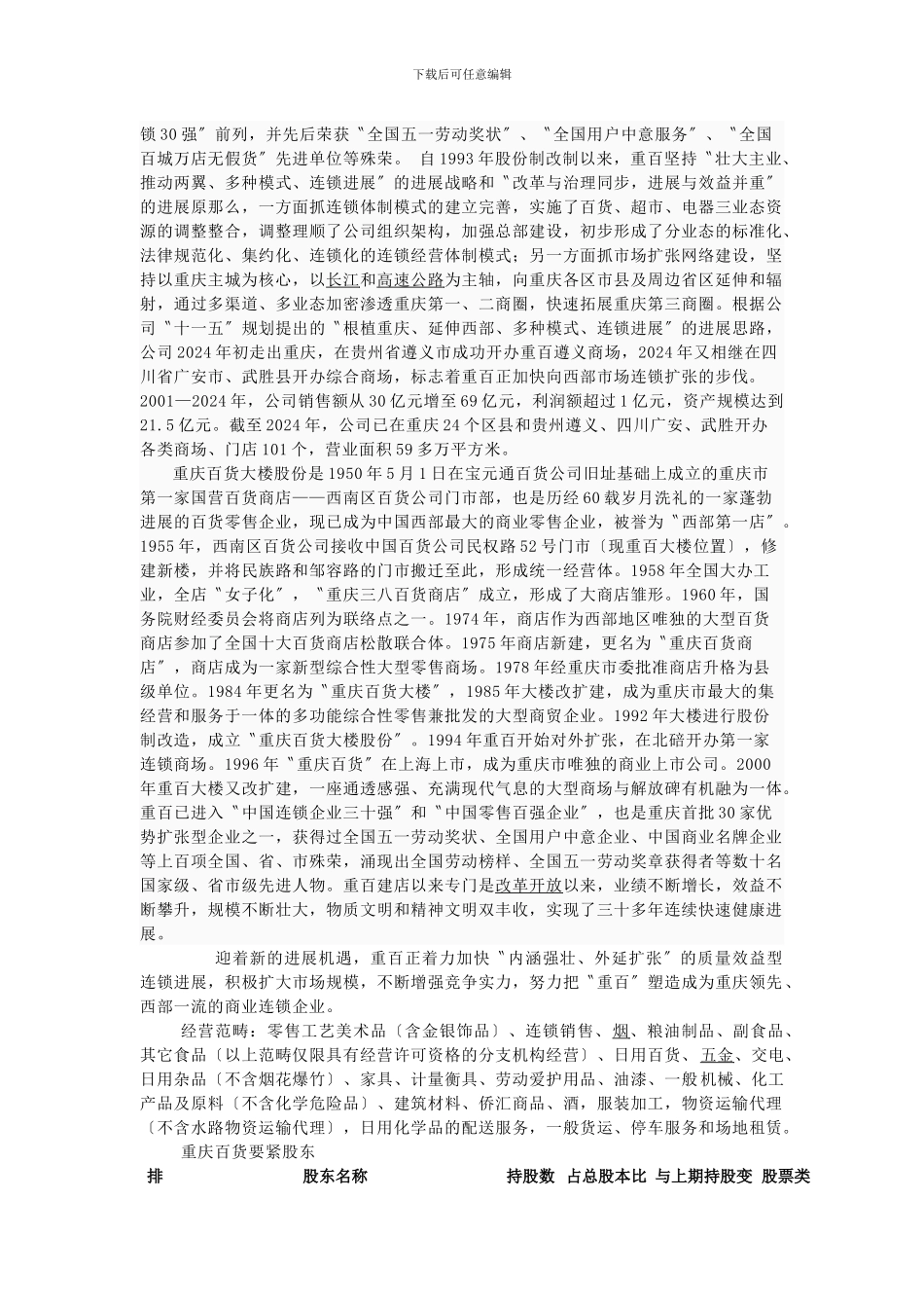 《重庆百货》财务分析报告_第3页