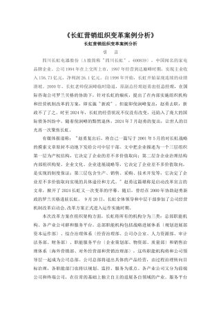 《长虹营销组织变革案例分析》