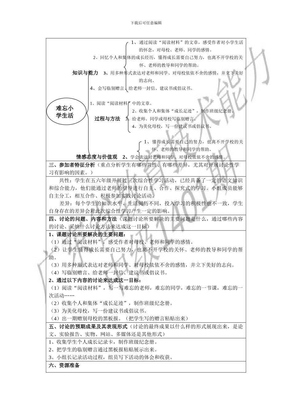 《难忘小学生活》研究性学习设计方案_第2页