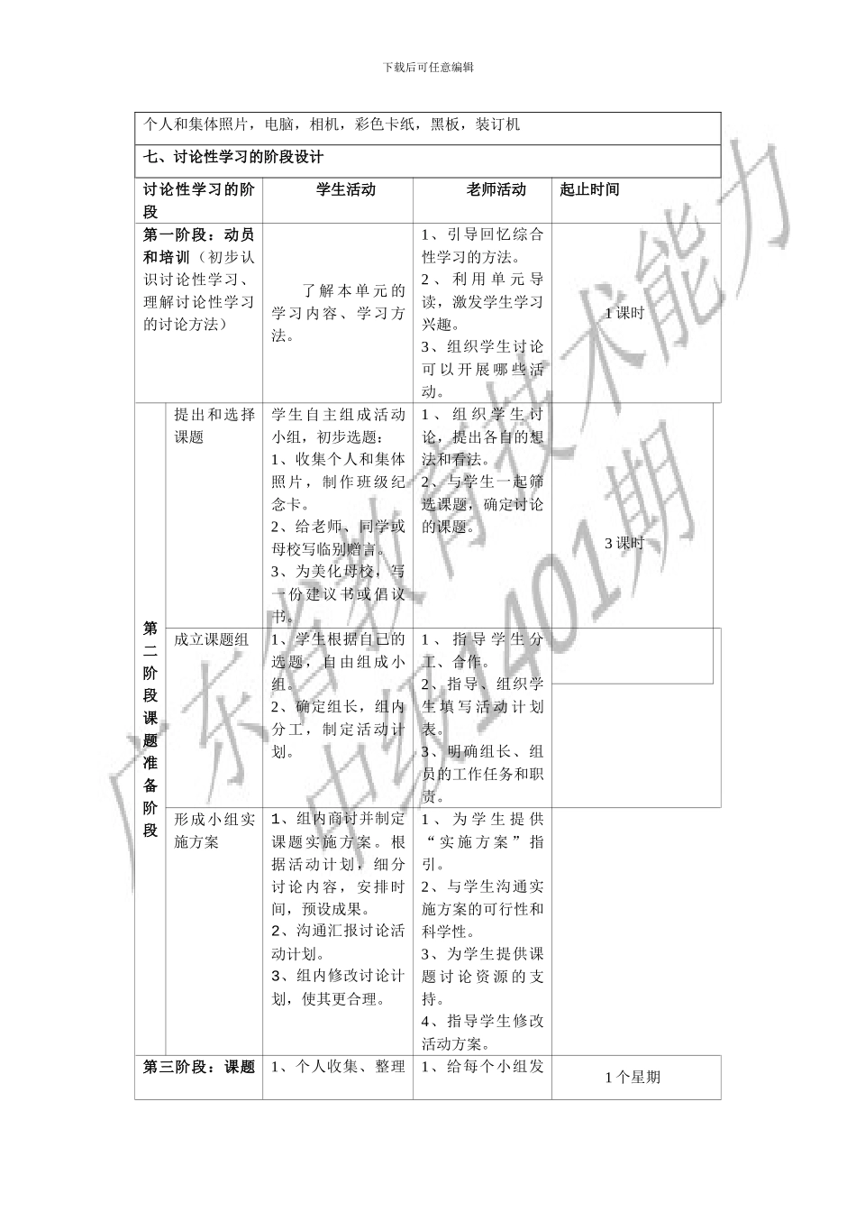 《难忘小学生活》研究性学习设计方案_第3页
