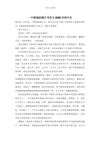 一个特别的端午节作文600字初中生