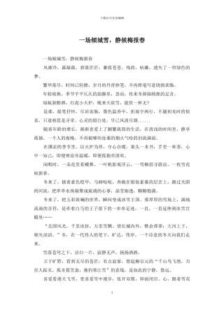 一场倾城雪-静候梅报春