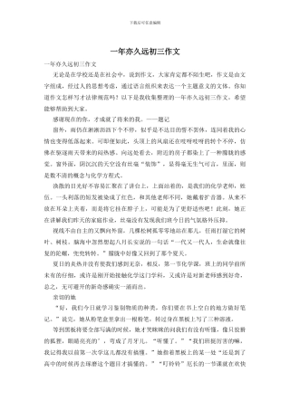 一年亦久远初三作文