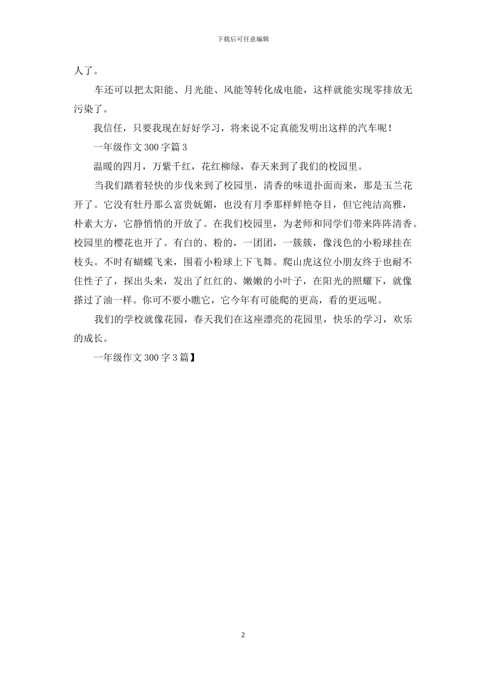 一年级作文300字3篇_第2页