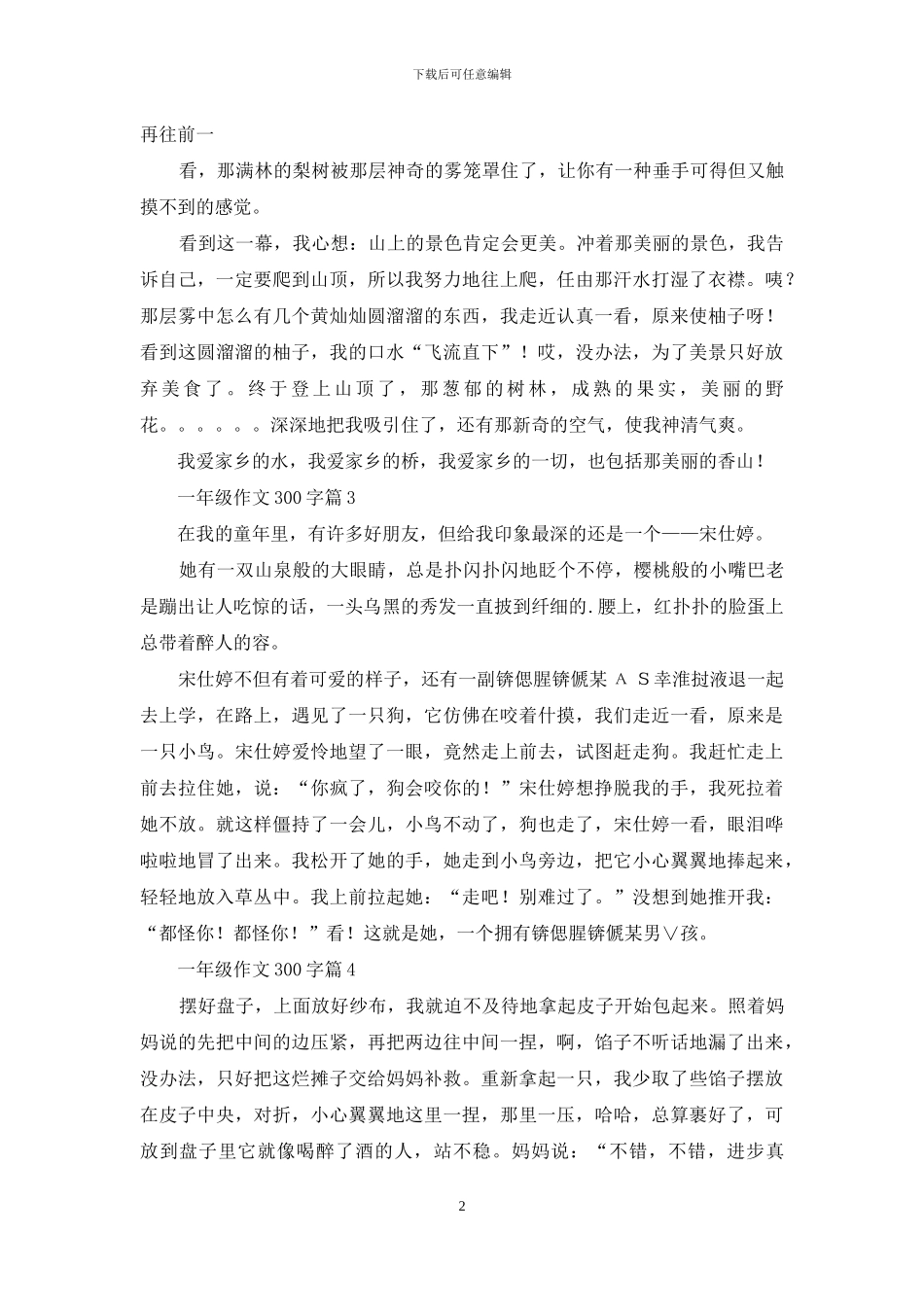 一年级作文300字5篇_第2页