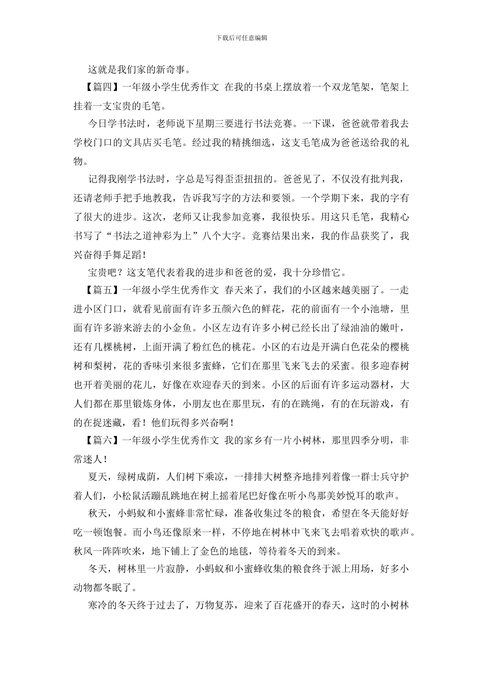 一年级小学生优秀作文_第2页