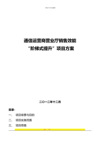 丁老师-通信运营商营业厅销售效能“阶梯式提升”项目方案