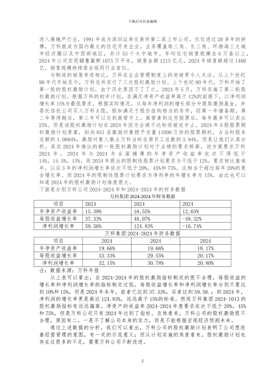 万科集团的股权激励_第2页