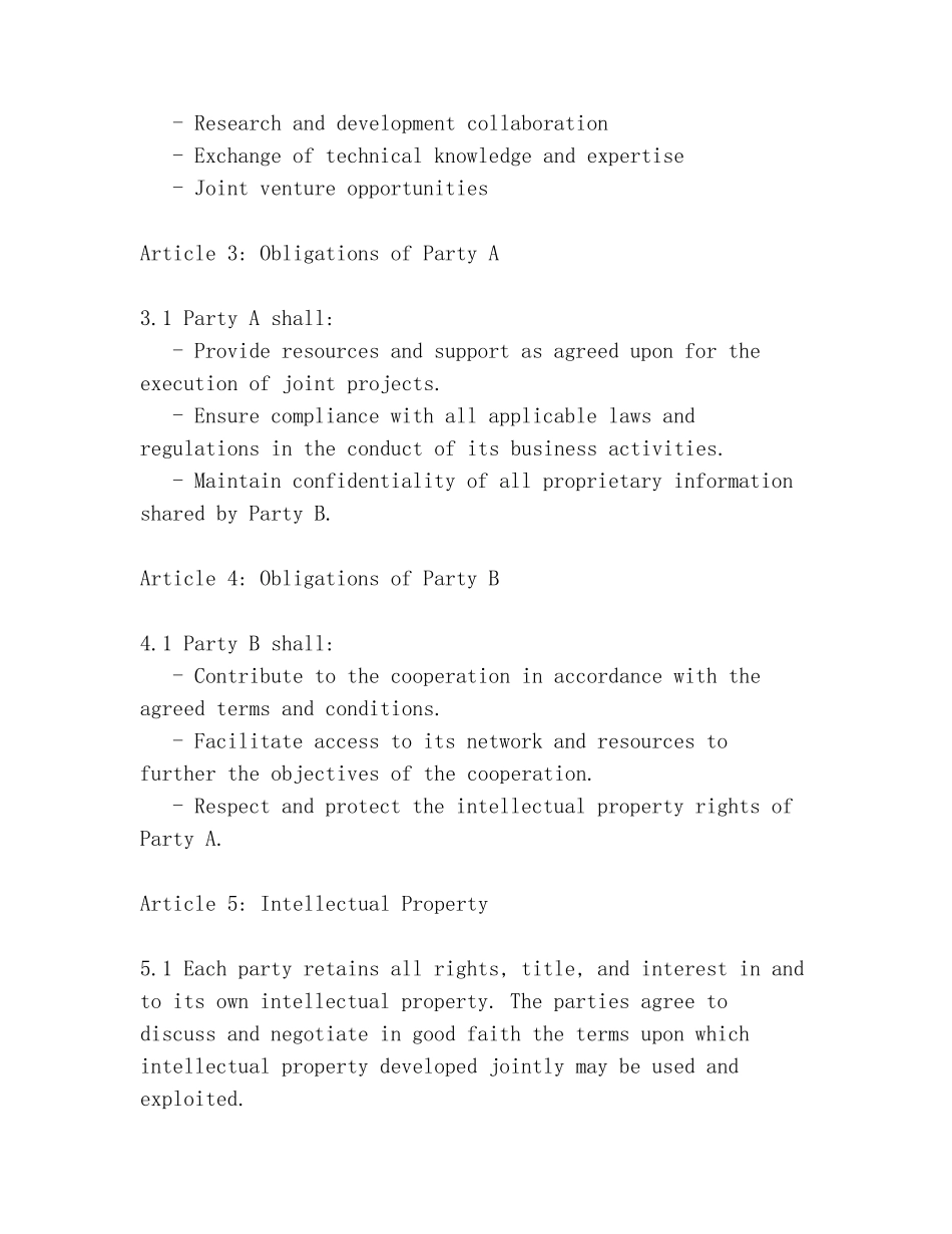 战略合作协议书英文模板_第2页