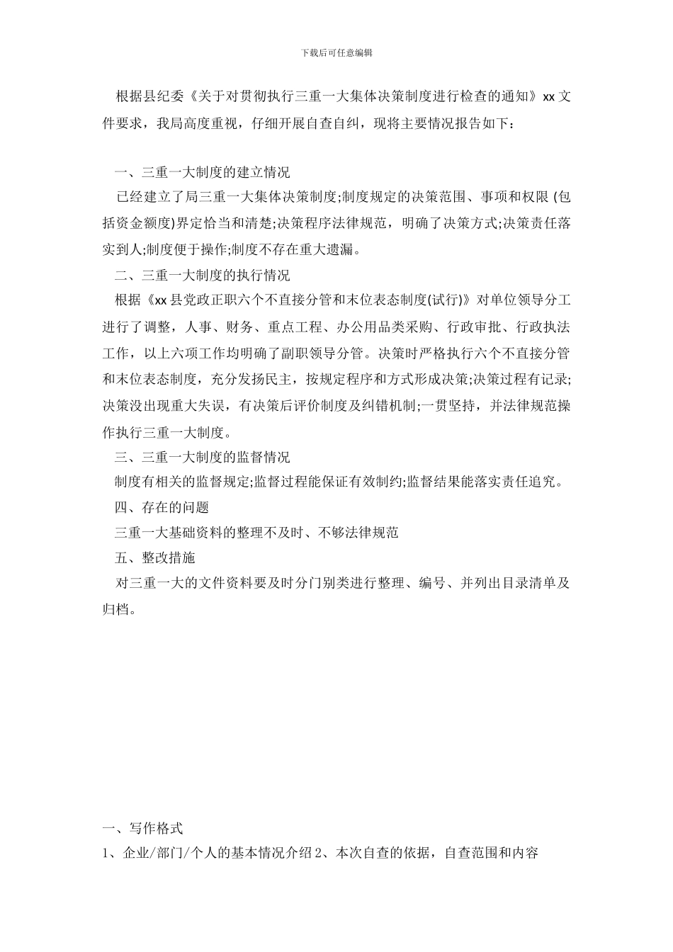 三重一大执行情况自查报告_第2页