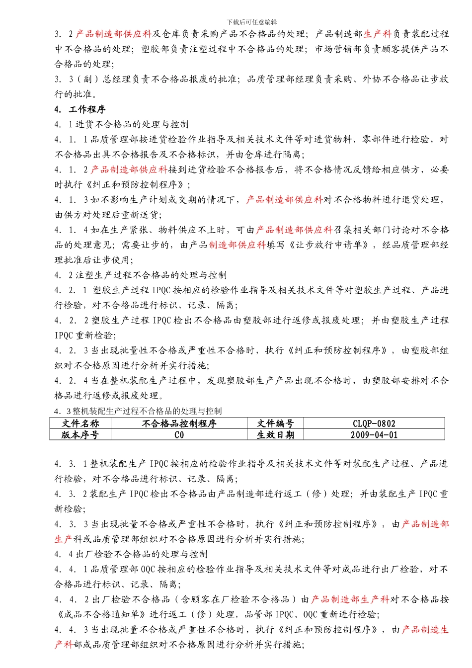 不合格品控制程序CLQP0802_第2页