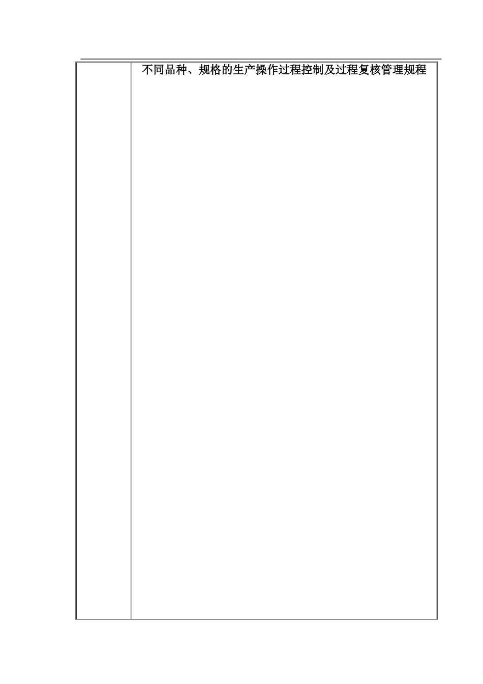 不同品种、规格的生产操作过程控制及过程复核管理规程_第1页