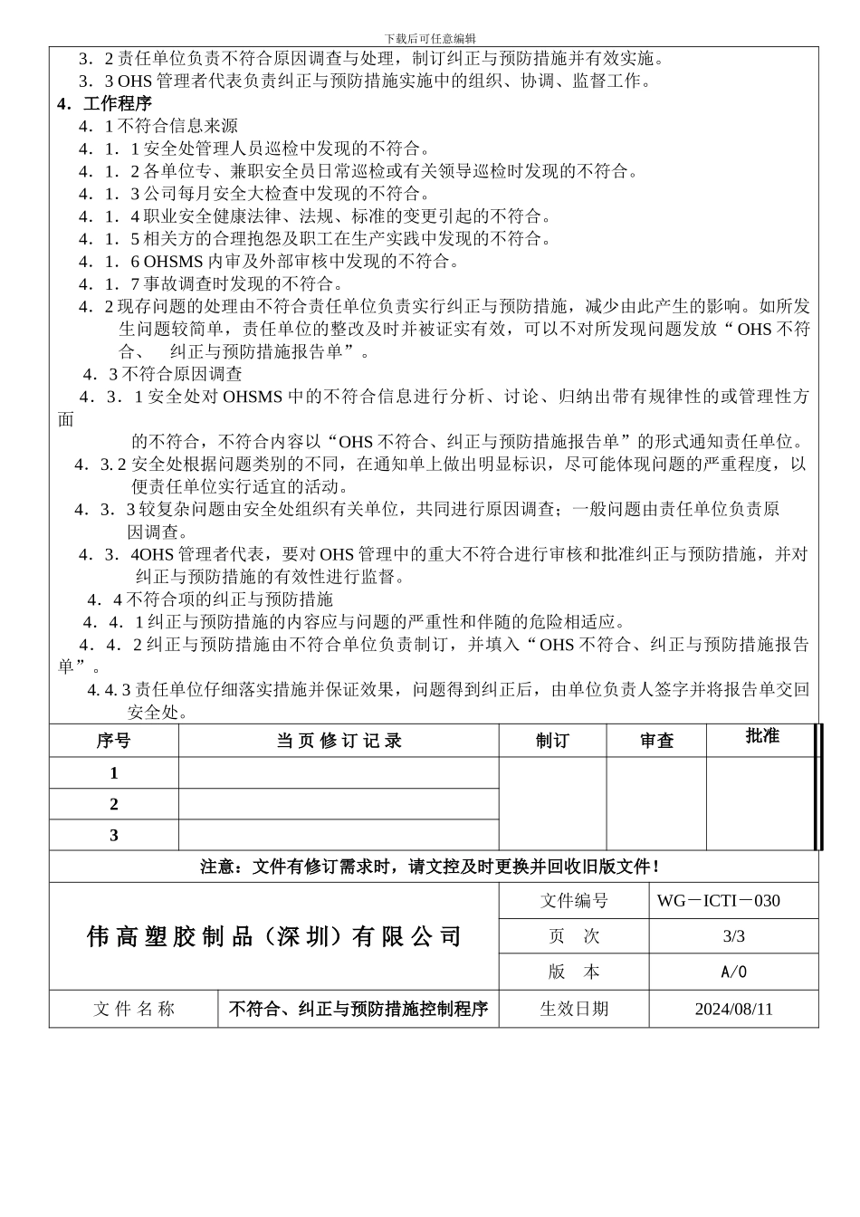不符合、纠正与预防措施控制程序030_第2页