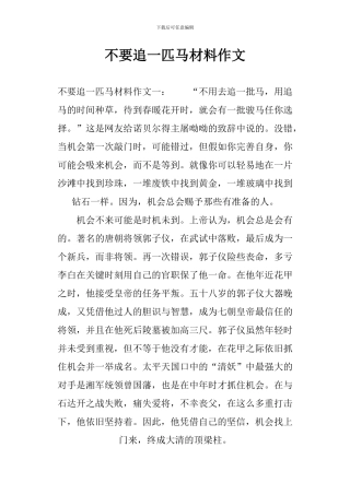 不要追一匹马材料作文