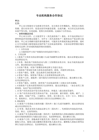 专业服务合作协议范本
