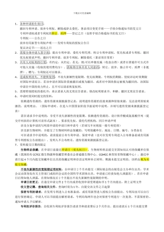 专利代理人考试笔记——整理知识要点