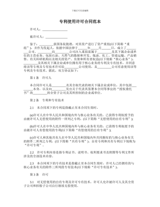 专利使用许可合同范本