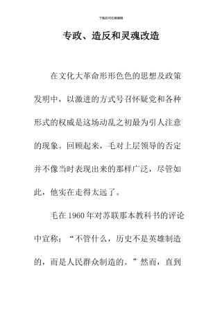 专政、造反和灵魂改造
