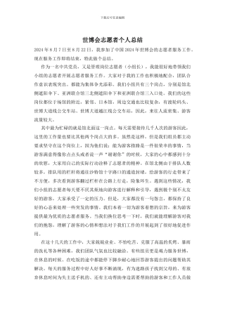 世博会志愿者个人总结