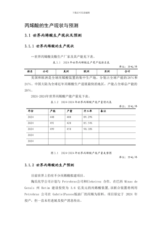 丙烯酸的生产现状与预测