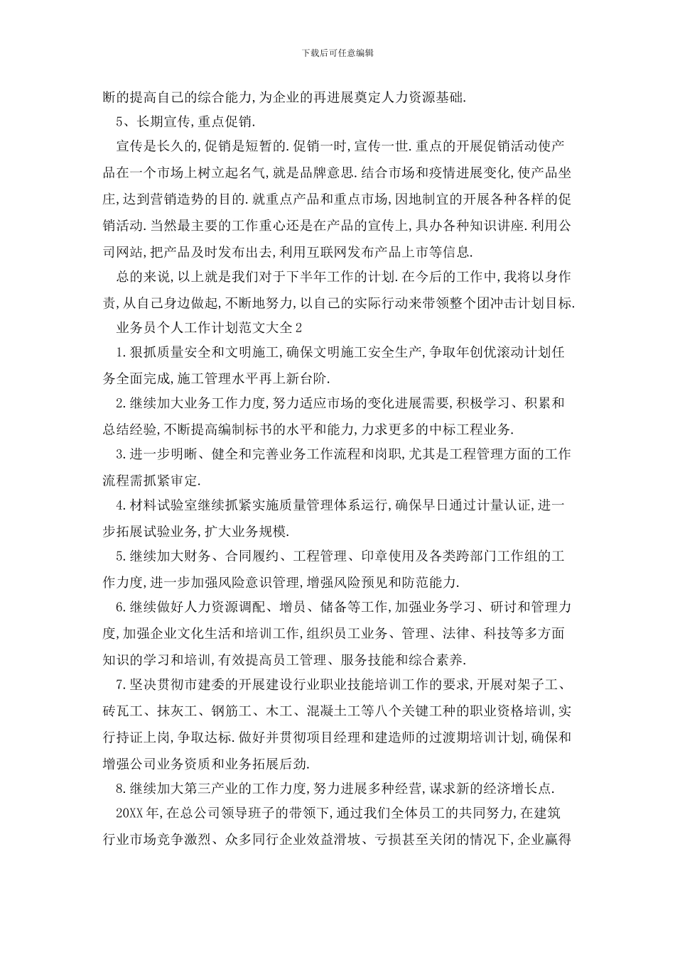 业务员个人工作计划范文大全_第2页