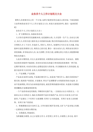 业务员个人工作计划范文大全