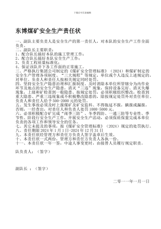 东博煤矿安全生产责任状2