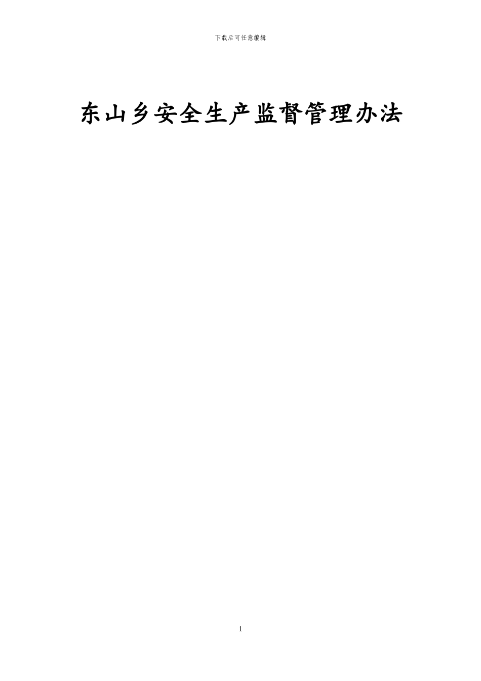东山乡人民政府安全生产监督管理办法_第1页