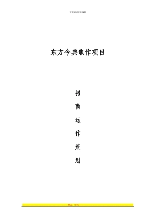 东方今典焦作项目招商策划方案