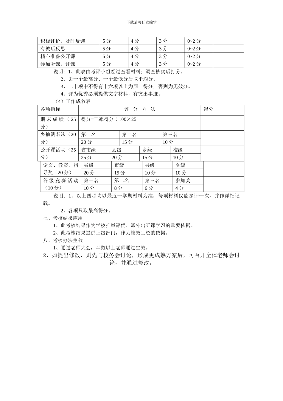 东新乡利用小学教师绩效考核办法_第3页