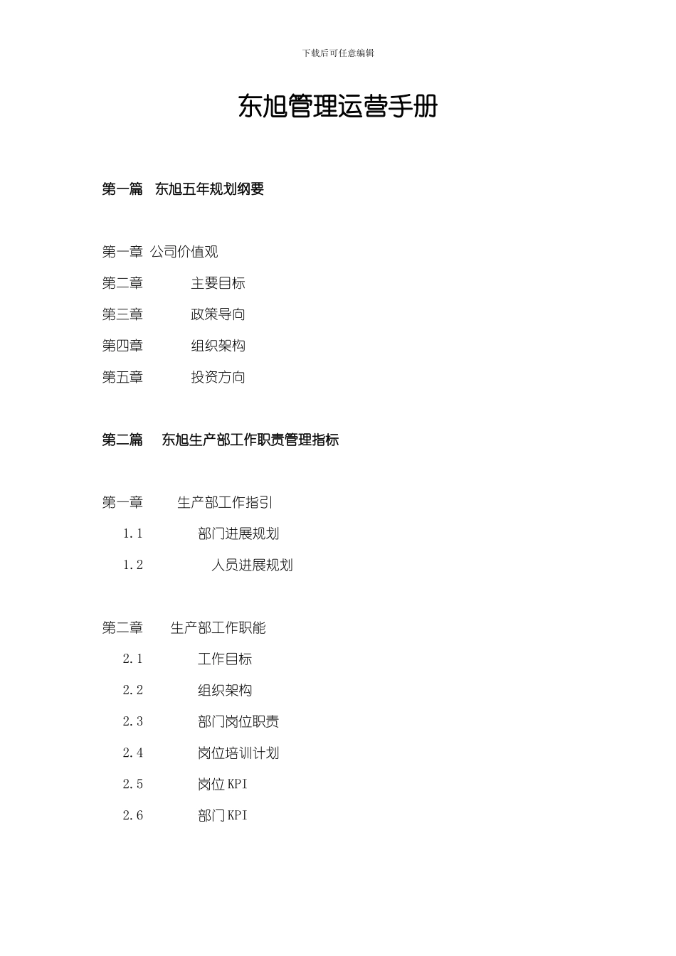 东旭企业管理运营手册纲要文本范例_第1页
