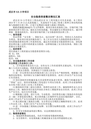 东方红小学安全隐患排查治理情况汇报.