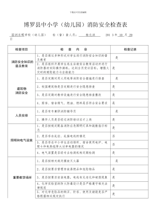 东晖学校消防安全检查表.