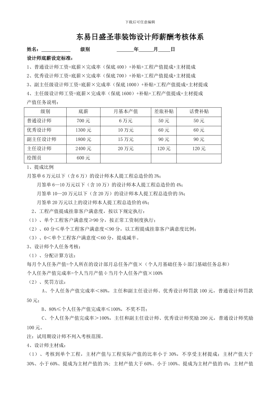 东易日盛圣菲装饰薪酬考核体系_第2页