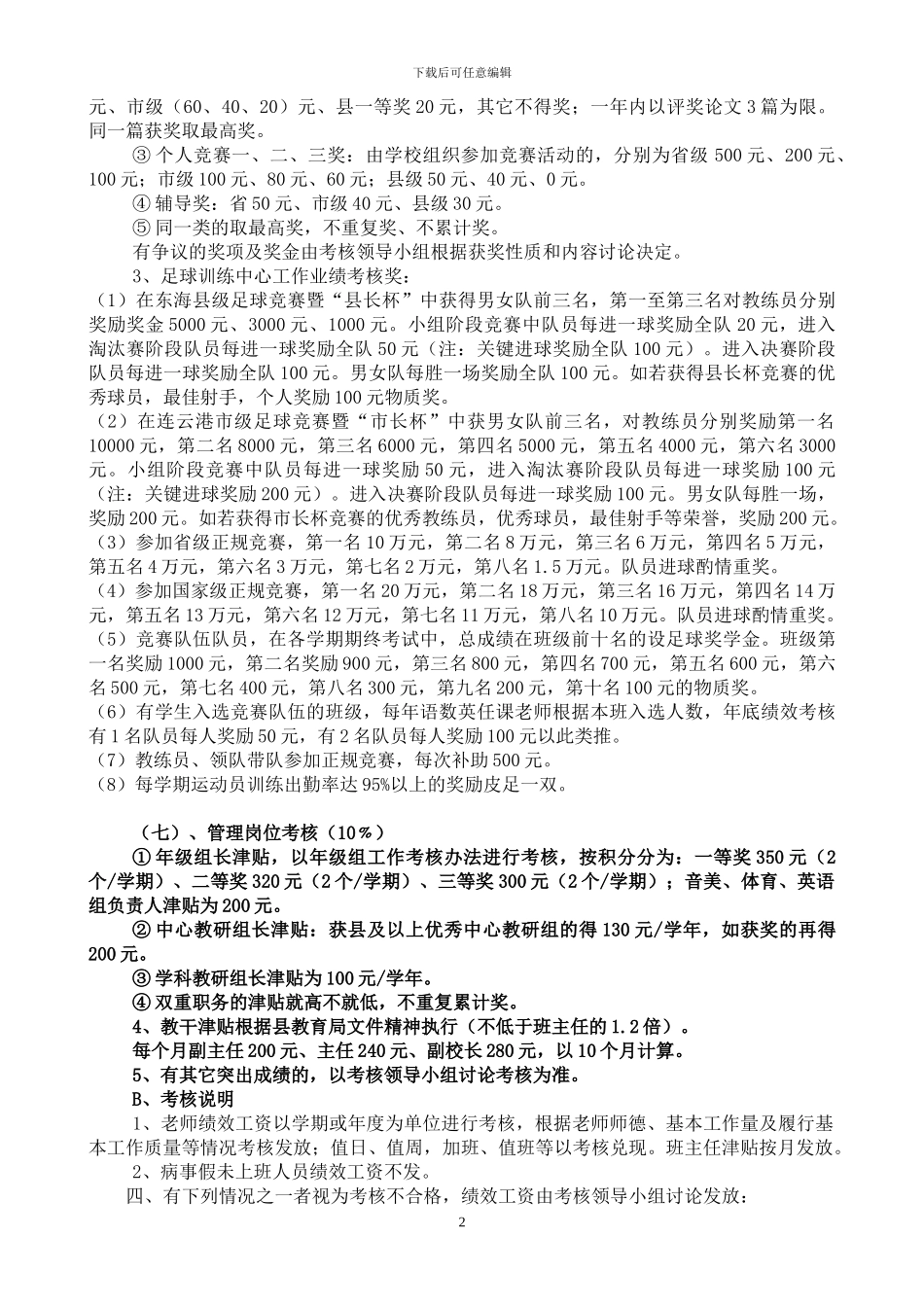 东海县和平路小学教育集团教师奖励性绩效考核工作实施方案_第2页