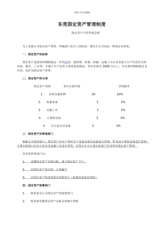 东莞固定资产管理制度