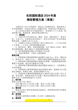 东阳国际酒店绩效管理方案