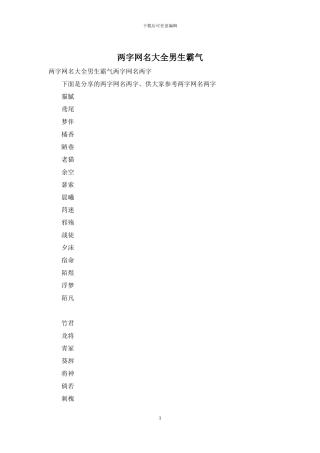 两字网名大全男生霸气