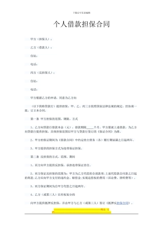 个人借款担保合同