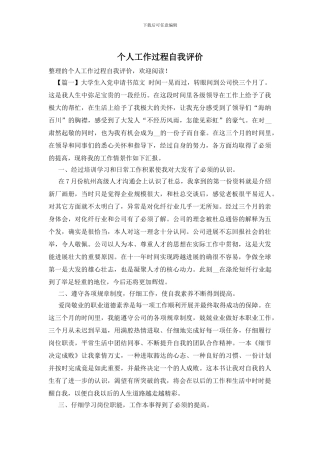 个人工作过程自我评价