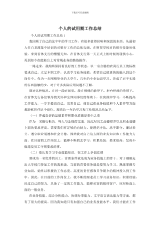 个人的试用期工作总结