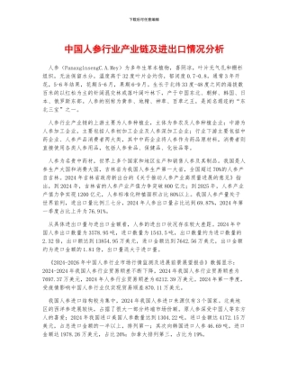 中国人参行业产业链及进出口情况分析