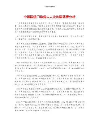 中国医院门诊病人人次均医药费分析