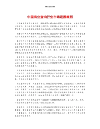 中国商业查询行业市场发展概括