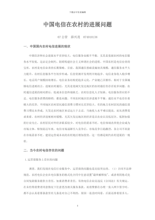 中国电信在农村的发展问题