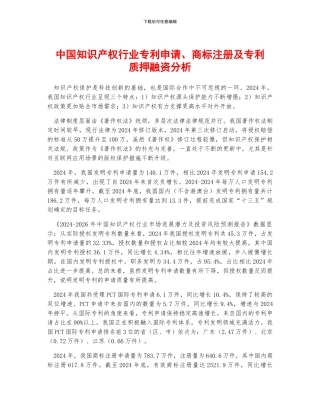 中国知识产权行业专利申请、商标注册及专利质押融资分析