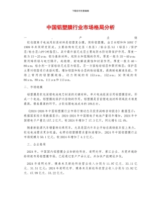 中国铝塑膜行业市场格局分析