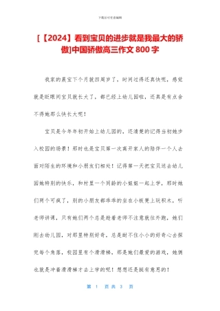 中国骄傲高三作文800字