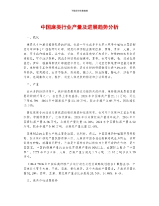 中国麻类行业产量及发展趋势分析